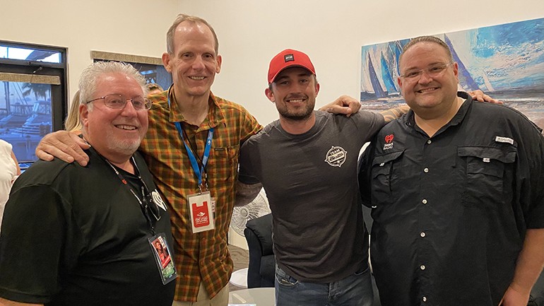 Pictured (L-R) before Warner Brothers recording artist and BMI songwriter Michael Ray’s performance at the Island Hopper Songwriter Fest are: iHeart Media Senior Vice President of Programming for SW Florida Louis Kaplan, BMI’s Dan Spears, BMI songwriter Michael Ray and iHeart Vice President of Events & Client Activation Adam Bauer.