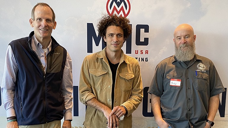 Pictured after BMI songwriter Marc Scibilia’s performance, held at the Kentucky Guild of Brewers Conference in Louisville, are BMI’s Dan Spears, BMI songwriter Marc Scibilia, and Dreaming Creek Brewery Owner and KGB Board Chair Charley Hamilton.