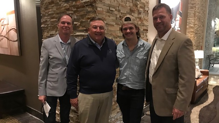 Pictured (L to R) are BMI’s Rick Schrock, LRA President & CEO Stan Harris, BMI songwriter Payton Smith, and LRA Chairman of the Board Keith Bond.