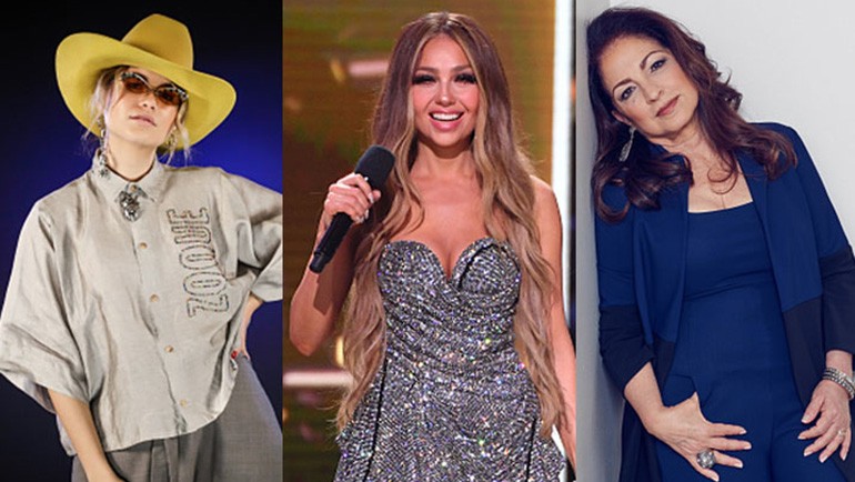 L-R: Sofia Reyes, Thalia, Gloria Estefan