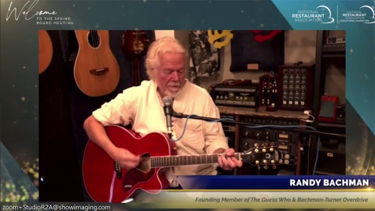 Randy Bachman of The Guess Who and BTO performs at the NRA Spring Board Meeting.