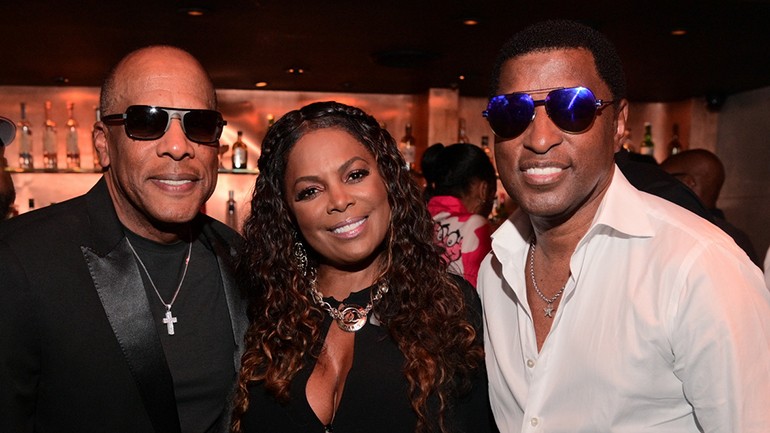 L-R: Daryl Simmons, BMI’s Catherine Brewton and Kenneth “Babyface” Edmonds.