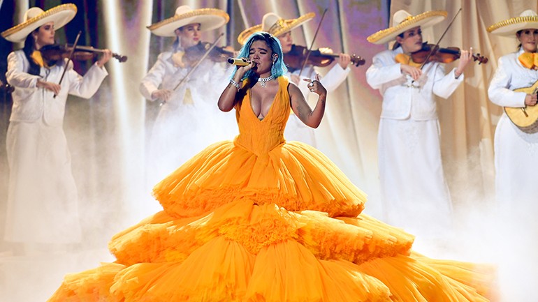 Karol G performs at Premios Juventud.