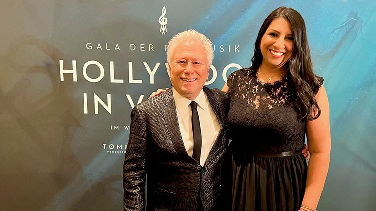 (L-R) BMI’s Reema Iqbal with BMI composer Alan Menken at the Hollywood in Vienna gala.