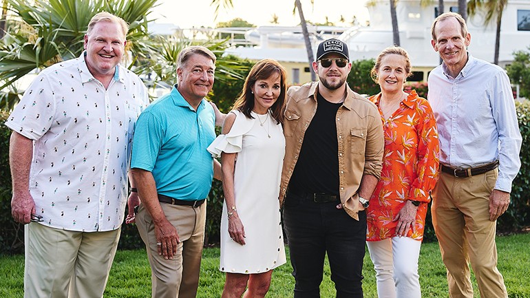 Pictured (L-R) before BMI songwriter Kameron Marlowe’s performance at this year’s Florida Association of Broadcasters Convention are Hearst Television- Orlando President & General Manager John Soapes,  Sinclair Broadcast Group- West Palm Beach Vice President & General Manager Mike Pumo,  Beasley Media Group CEO & BMI Board Chair Caroline Beasley, BMI songwriter Kameron Marlowe, Hubbard Radio CEO & BMI Board Member Ginny Morris and BMI’s Dan Spears.