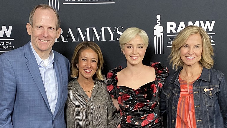 Pictured(L-R)  before BMI songwriter Maggie Rose’s performance at the RAMMYs Nominations Party are: BMI’s Dan Spears, RAMW President & CEO Kathy Hollinger, BMI songwriter Maggie Rose and Payroll Network’s Lizz Durante.