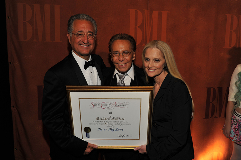Del Bryant with Richard addrisi and Barbara Cane at the 2011 BMI Pop Awards.