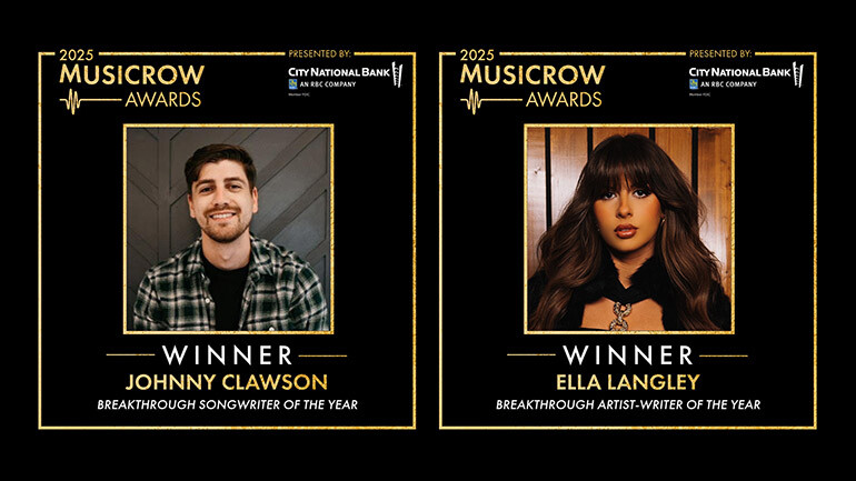 Photo L-R: Johnny Clawson (BMI), Ella Langley (BMI). <em>Photos Courtesy of MusicRow.</em>