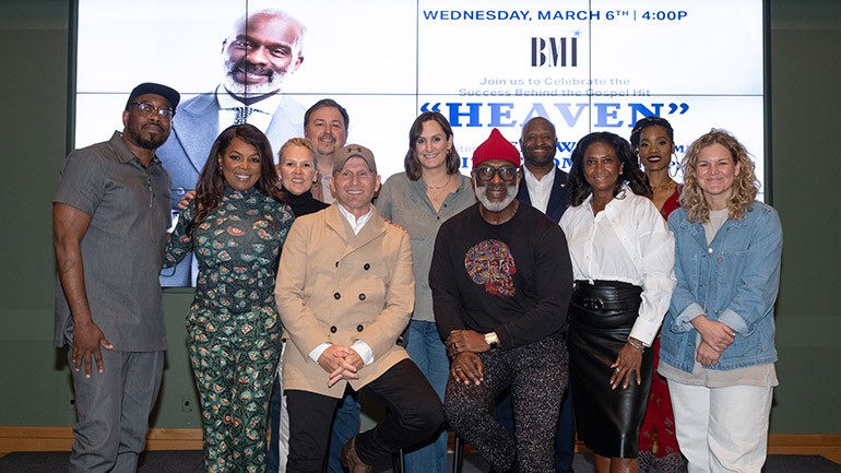 Back Row L-R: Anthony David (BMI), BMI’s Catherine Brewton, BMI’s Leslie Roberts, BMI’s Mason Hunter, BMI’s MaryAnn Keen, BMI’s Shannon Sanders, Algebra Blessett (BMI); Front Row L-R: Keith Thomas (ASCAP), BeBe Winans (BMI), BMI’s Sandye Taylor, BMI’s Nina Carter