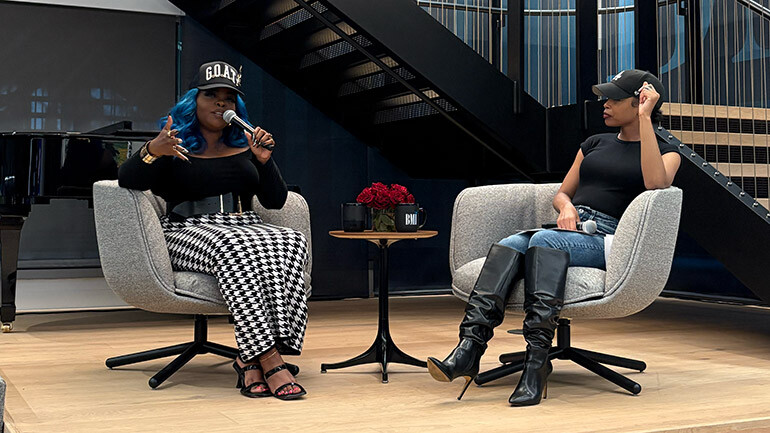 Singer/songwriter Emi Secrest with BMI’s Christopher Wallace