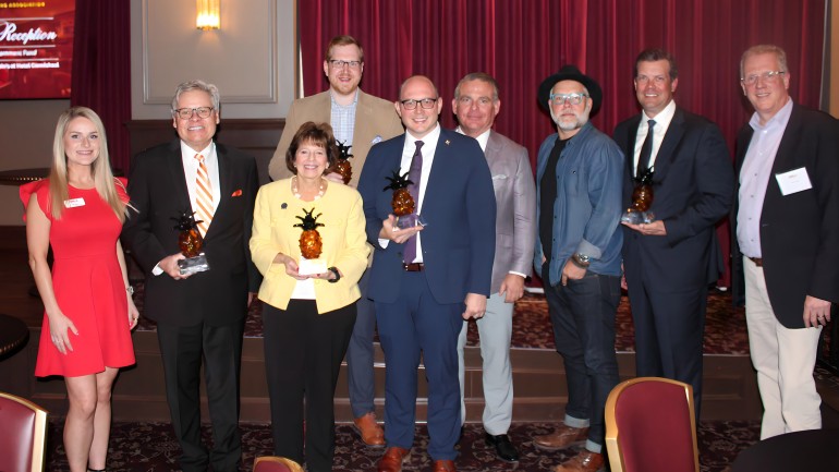 Pictured before Danny took the stage (L-R): INRLA Director of Government Affairs Abi Raben, Senator Ron Alting, Senator Linda Rogers, Representative Ethan Manning, Senator Kyle Walker, INRLA President & CEO Patrick Tamm, BMI singer/songwriter Danny Myrick, Representative Jake Teshka and BMI’s Mike Driskill.