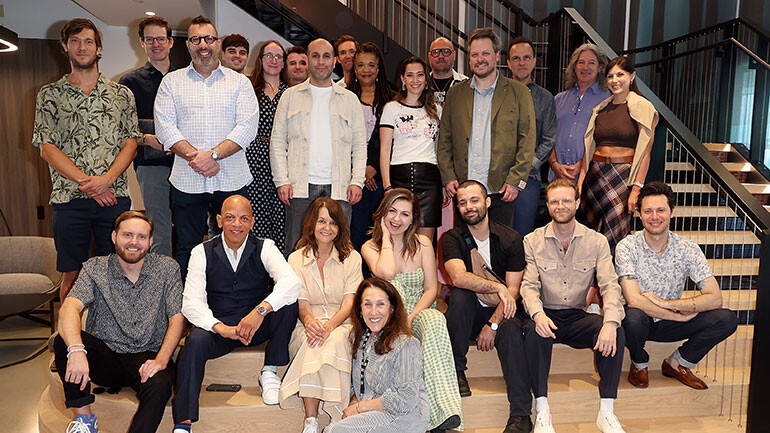 (Top, L-R) Robert Lydecker, Kenny Wood, Christopher Lennertz, Brian Claeys, Bailey Gordon, Jesse Hartov, Ilan Eshkeri, Sean Douglas, Kathryn Bostic, Sherri Chung, Dominic Lewis, Mark Evitts, Carlos Rafael Rivera, Carl Johnson, Julia Newman, (Bottom, L-R) Duncan Thum, Rickey Minor, BMI’s Tracy McKnight and Barbie Quinn, Tova Litvin, Kyle Rodriguez, BMI’s Louie Stephens, and Doug Rockwell at BMI’s Emmy Brunch on Thursday, September 4, 2025, in Beverly Hills, CA.