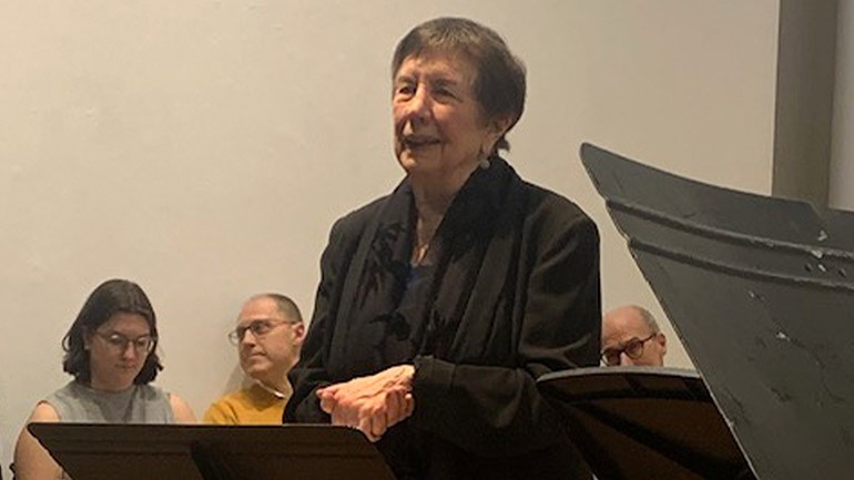 Composer Joan Tower at the Tenri Cultural Institute for a performance by the Da Capo Chamber Players on February 24, 2024.