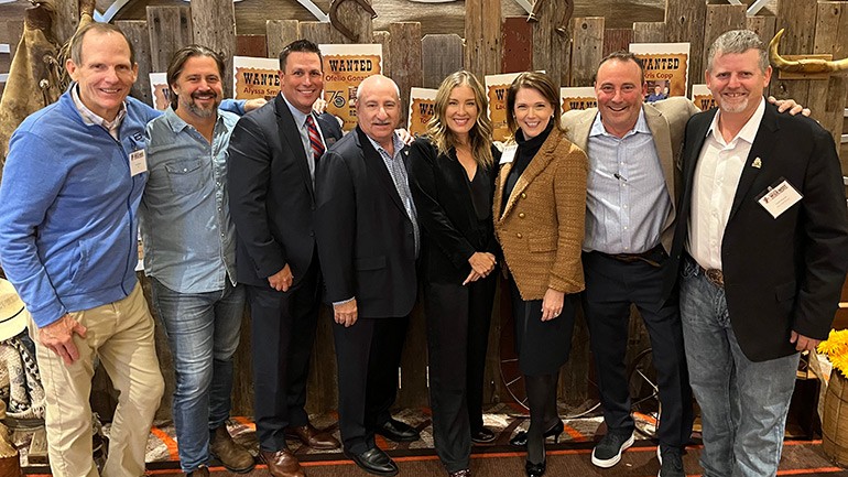 Pictured before BMI singer/songwriter Sarah Buxton performs at the Kansas Restaurant & Lodging Association Industry Night Out Awards Show (L to R): BMI’s Dan Spears, BMI songwriter and guitarist Hugh Mitchell, KRHA CEO Adam Mills, National Restaurant Association Board Chair and Redler Hospitality CEO Scott Redler, BMI songwriter Sarah Buxton, National Restaurant Association CEO Michelle Korsmo, Nick & Jake’s owner Kevin Timmons, former Special Forces Officer & Horse Soldier Bourbon owner/founder Mark Nutsch.