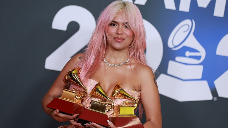 Karol G at the 2023 Latin Grammy Awards in Seville, Spain.