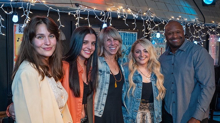 Pictured (L-R): Lola Kirke, Lanie Gardner, Bluebird Café’s Erika Wollam-Nichols, HunterGirl, and BMI’s Shannon Sanders.