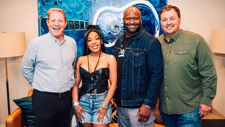 (L-R): Clay Bradley (BMI VP, Creative, Nashville), K. Michelle, Shannon Sanders (BMI Executive Director, Creative, Nashville), Mason Hunter (BMI AVP, Creative, Nashville)