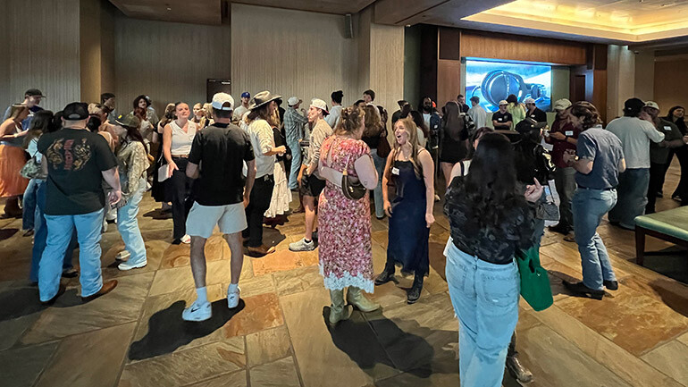 BMI songwriters mingle at the Next Big Wave mixer in the lobby of its Nashville office.