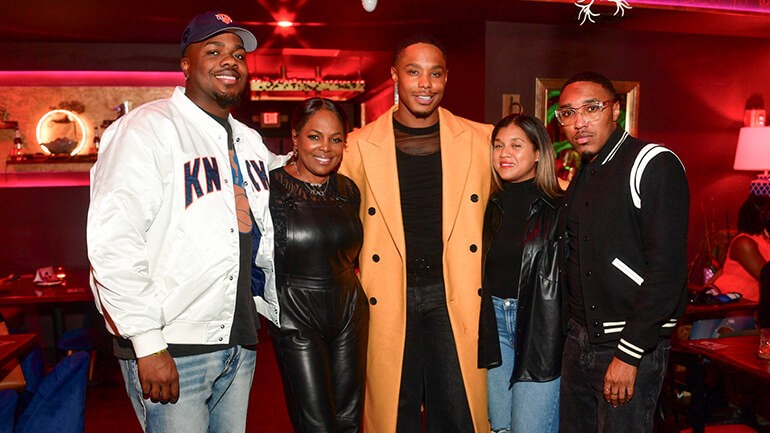 BMI’s Torri Rodney, BMI’s Catherine Brewton, Avery Wilson, BMI’s Marche Butler and BMI’s Reggie Stewart attend A Night with Avery Wilson in Atlanta, Georgia on November 11, 2023. Credit Prince Williams.